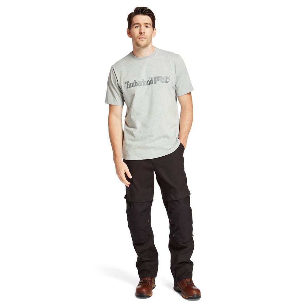 Camisetas Timberland Hombre Pro® Manga Corta Base Plate Wicking Logo Gris - Chile AUH-179350